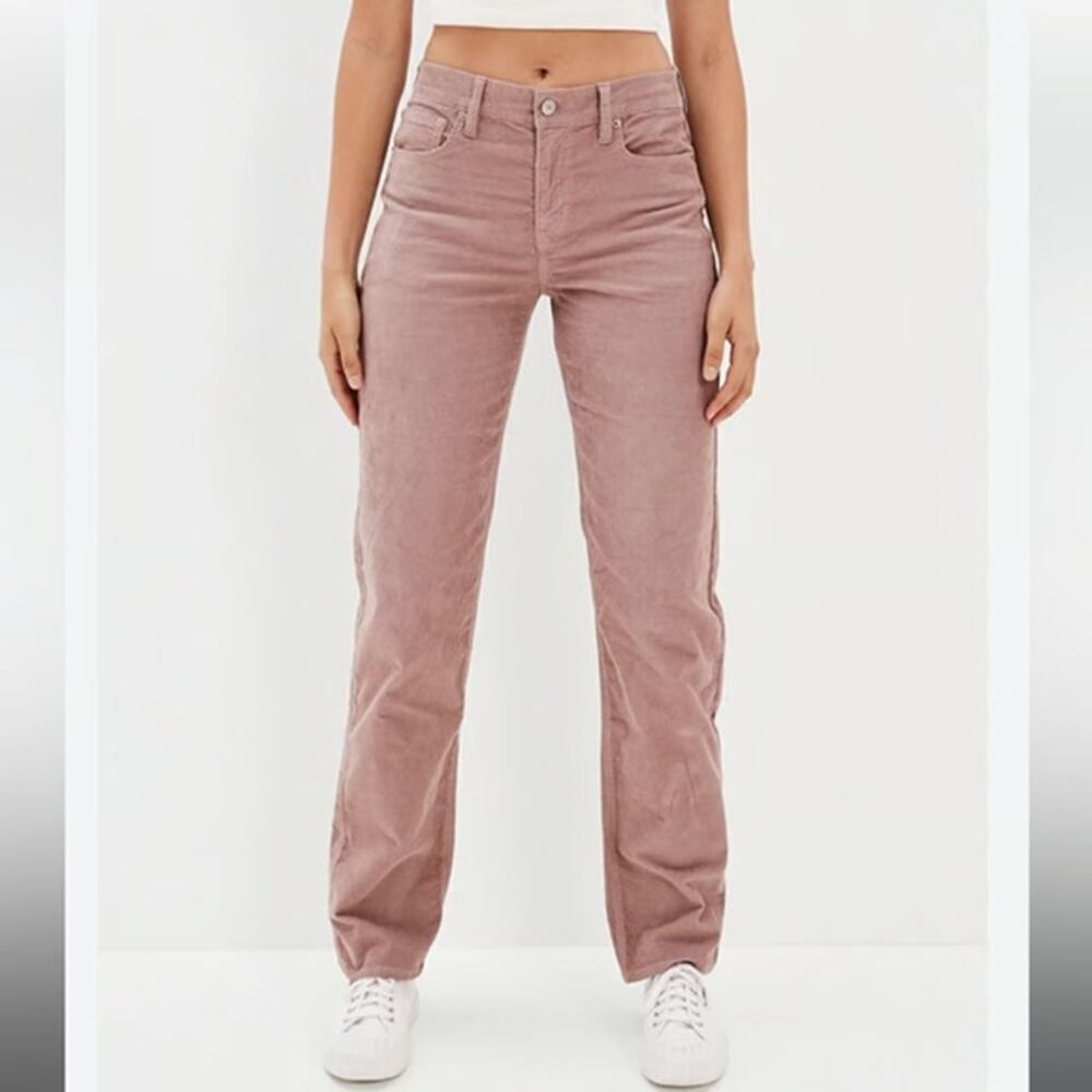 American Eagle 90's Straight Pants Womens Plus Size‎ 18 Mauve Corduroy Y2K New
